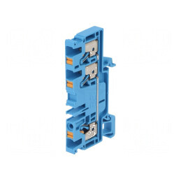 Conector îmbinare șine 4mm2, 1 pistă, 3 borne, albastru Wemid | Electronic-mag.ro | Componente Electronice