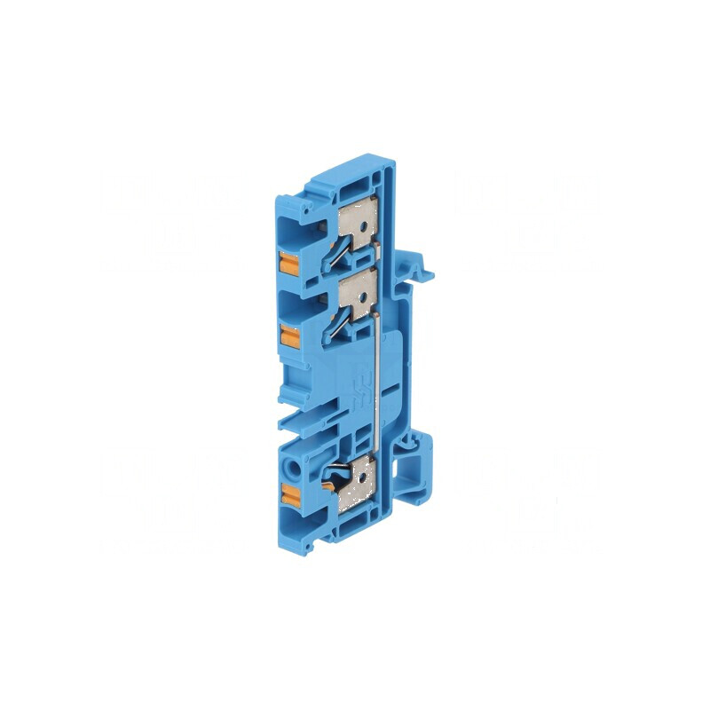 Conector îmbinare șine 4mm2, 1 pistă, 3 borne, albastru Wemid | Electronic-mag.ro | Componente Electronice