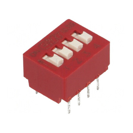 Comutator DIP-SWITCH 4 Secțiuni OFF-ON 0,025A/25VDC | Electronic-mag.ro | Componente Electronice