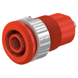 Conector banană 4mm soclu 24A 1kV roşu alamă | Electronic-mag.ro | Componente Electronice