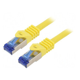Patch cord S/FTP 6a 0,25m LSZH galben 26AWG | Electronic-mag.ro | Componente Electronice