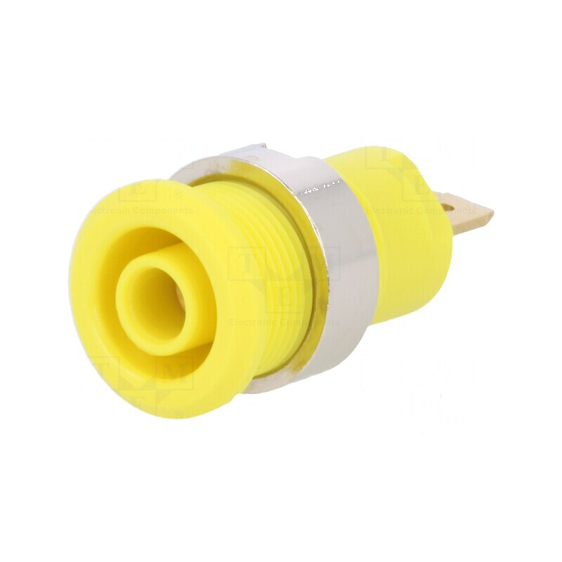 Conector banană 4mm soclu 24A 1kV galben | Electronic-mag.ro | Componente Electronice