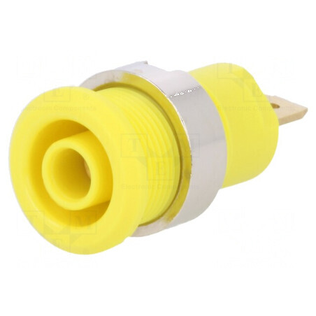 Conector banană 4mm soclu 24A 1kV galben | Electronic-mag.ro | Componente Electronice