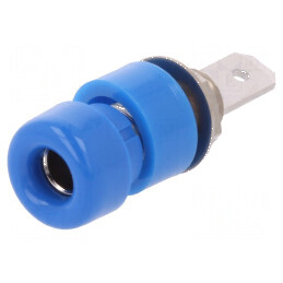 Conector banană 4mm soclu 32A 33VAC 70VDC albastru nichelat | Electronic-mag.ro | Componente Electronice