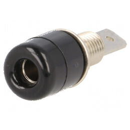 Conector banană 4mm soclu 32A 33VAC 70VDC negru nichelat | Electronic-mag.ro | Componente Electronice