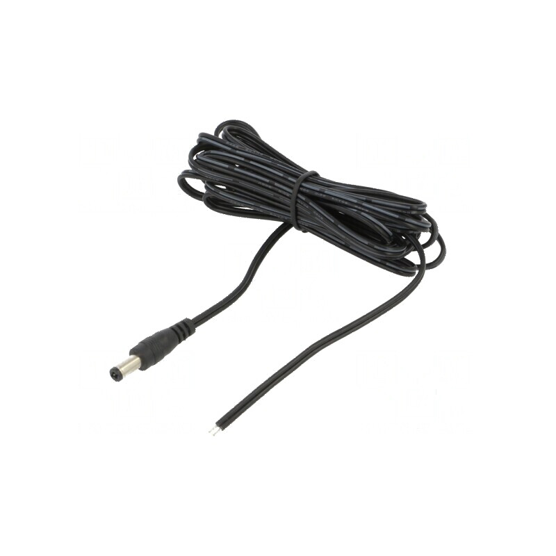 Cablu DC 5,5/2,5mm 2x0,5mm2 Mufă Dreaptă Negru și Gri 3m | Electronic-mag.ro | Componente Electronice