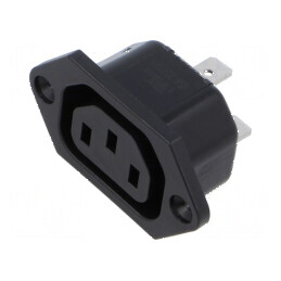 Conector alimentare AC soclu mamă 10A 250VAC IEC 60320 IP30 | Electronic-mag.ro | Componente Electronice