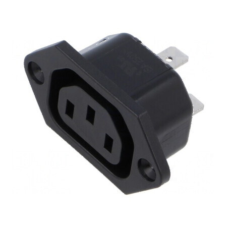 Conector alimentare AC soclu mamă 10A 250VAC IEC 60320 IP30 | Electronic-mag.ro | Componente Electronice
