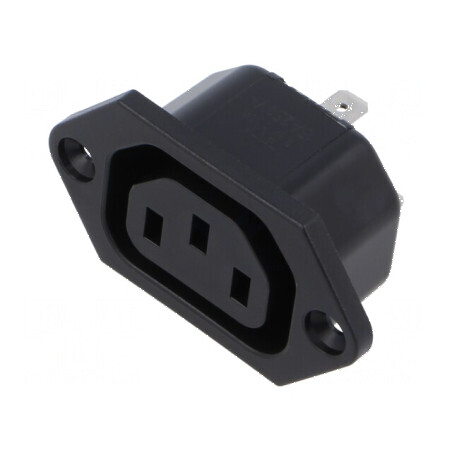 Conector alimentare AC soclu mamă 10A 250VAC IEC 60320 IP30 | Electronic-mag.ro | Componente Electronice
