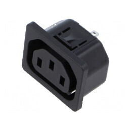 Conector alimentare AC soclu mamă 10A 250VAC IEC 60320 IP30 | Electronic-mag.ro | Componente Electronice