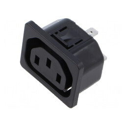Conector alimentare AC soclu mamă 10A 250VAC IEC 60320 IP30 | Electronic-mag.ro | Componente Electronice