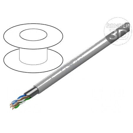 Cablu F/UTP 4x2x23AWG 6 sârmă Cu FRNC gri 305m 7,3mm | Electronic-mag.ro | Componente Electronice