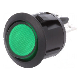 Rocker Switch DPST 2 ON-OFF 20A 12VDC Verde LED R13-244-DC 50mΩ | Electronic-mag.ro | Componente Electronice