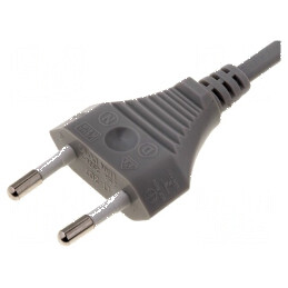 Cablu 2x0,5mm2 CEE 7/16 cu mufă PVC 1,8m gri 2,5A | Electronic-mag.ro | Componente Electronice