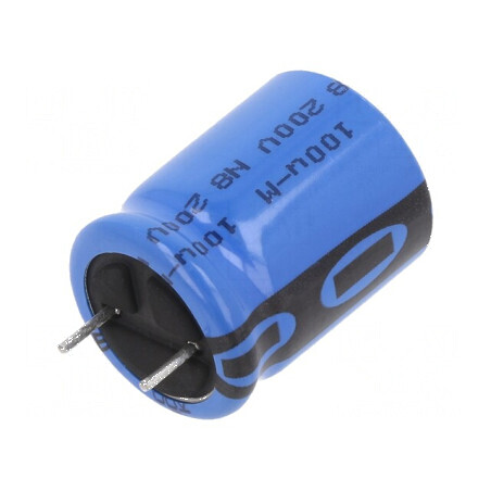 Condensator electrolitic THT 100uF 200VDC Ø16x20mm ±20% | Electronic-mag.ro | Componente Electronice