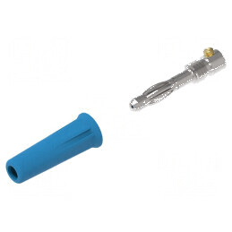 Conector banană 4mm 36A 30VAC 60VDC albastru neizolat | Electronic-mag.ro | Componente Electronice