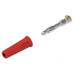 Conector banană 4mm roşie neizolat 36A 30VAC 60VDC | Electronic-mag.ro | Componente Electronice