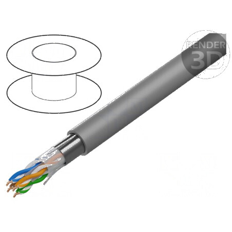 Cablu U/UTP 6A 4x2 23AWG LSZH gri 305m Ø7,2mm | Electronic-mag.ro | Componente Electronice