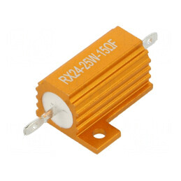 Rezistor bobinat cu radiator 15Ω 25W ±1% 50ppm/°C pentru lipit | Electronic-mag.ro | Componente Electronice