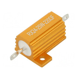 Rezistor bobinat 220Ω 25W ±1% 50ppm/°C cu radiator pentru lipit | Electronic-mag.ro | Componente Electronice