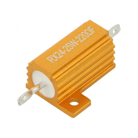 Rezistor bobinat 220Ω 25W ±1% 50ppm/°C cu radiator pentru lipit | Electronic-mag.ro | Componente Electronice