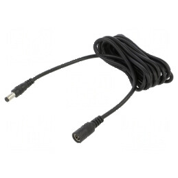 Cablu DC 5,5/2,1mm cu mufă și soclu drept 2x0,5mm2 negru | Electronic-mag.ro | Componente Electronice