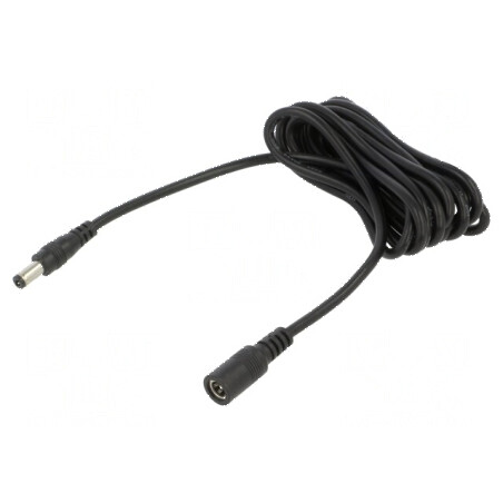 Cablu DC 5,5/2,1mm cu mufă și soclu drept 2x0,5mm2 negru | Electronic-mag.ro | Componente Electronice