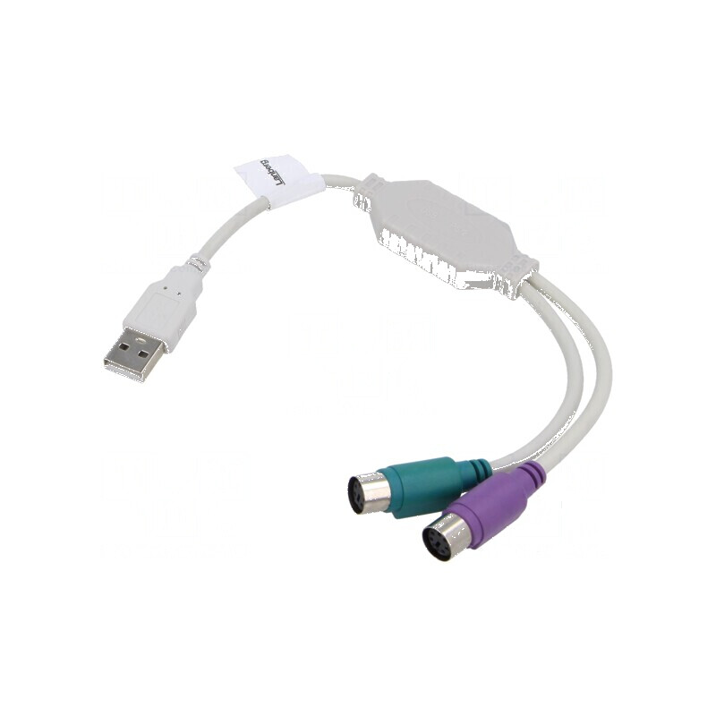 Adaptor USB-PS2 cu 2 socluri PS/2 și mufă USB A nichelată albă | Electronic-mag.ro | Componente Electronice Adaptor USB-PS2 cu 2 socluri PS/2 și mufă USB A nichelată albă | Electronic-mag.ro | Componente Electronice