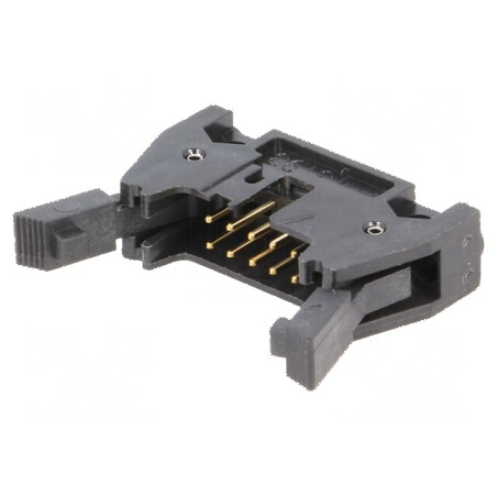 Conector IDC soclu tată 10 PIN drept cu ejector lung THT | Electronic-mag.ro | Componente Electronice