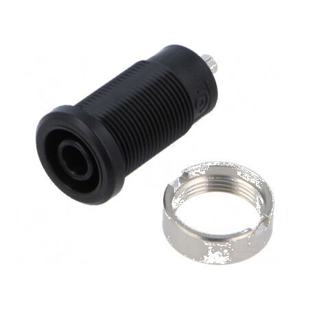 Conector banana 4mm soclu 25A 1kV negru nichelat | Electronic-mag.ro | Componente Electronice