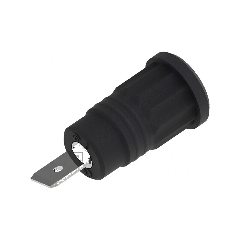Conector banană 4mm soclu 36A 1kV negru nichelat | Electronic-mag.ro | Componente Electronice