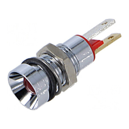 Lampă LED concav roşie 2VDC Ø8mm metal | Electronic-mag.ro | Componente Electronice