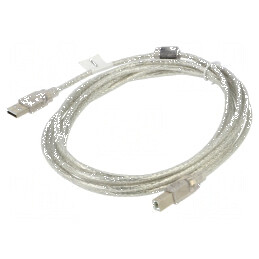 Cablu USB 2.0 A-B aurit 3m transparent | Electronic-mag.ro | Componente Electronice