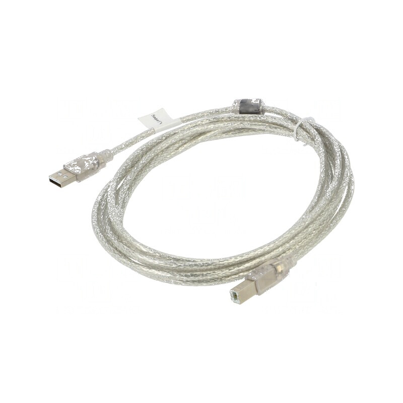 Cablu USB 2.0 A-B aurit 3m transparent | Electronic-mag.ro | Componente Electronice