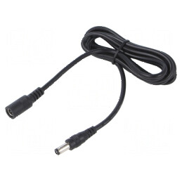 Cablu DC 5,5/2,5mm cu mufă și soclu drept negru 2x0,5mm² | Electronic-mag.ro | Componente Electronice