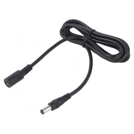 Cablu DC 5,5/2,5mm cu mufă și soclu drept negru 2x0,5mm² | Electronic-mag.ro | Componente Electronice
