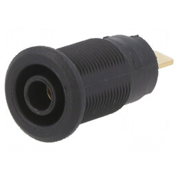 Conector banană 4mm soclu 24A 1kV neagră aurit | Electronic-mag.ro | Componente Electronice