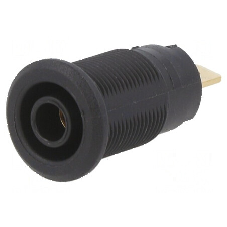 Conector banană 4mm soclu 24A 1kV neagră aurit | Electronic-mag.ro | Componente Electronice