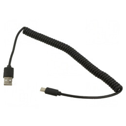 Cablu spiralat USB 2.0 A la C aurit 1,8m | Electronic-mag.ro | Componente Electronice