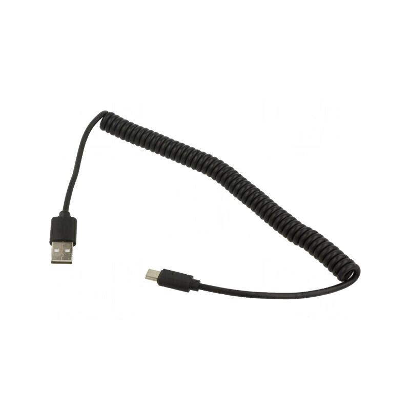 Cablu spiralat USB 2.0 A la C aurit 1,8m | Electronic-mag.ro | Componente Electronice