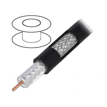 Cablu coaxial RG11 305m sârmă Cu PE negru Ø10,03mm | Electronic-mag.ro | Componente Electronice