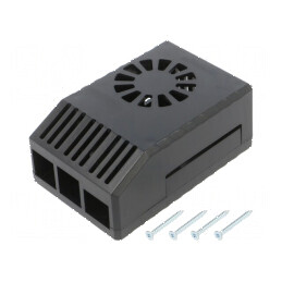 Carcasă ABS neagră pentru Raspberry Pi 4 B - 62mm | Electronic-mag.ro | Componente Electronice