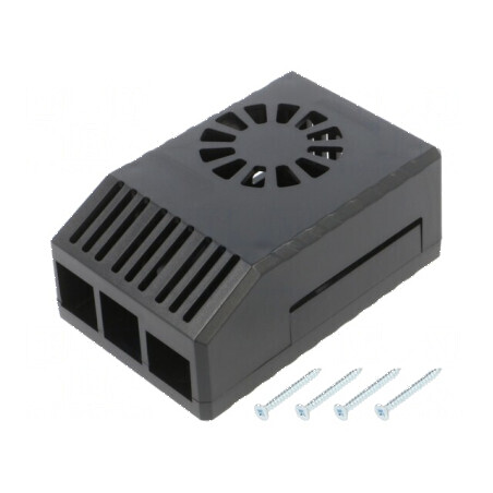 Carcasă ABS neagră pentru Raspberry Pi 4 B - 62mm | Electronic-mag.ro | Componente Electronice