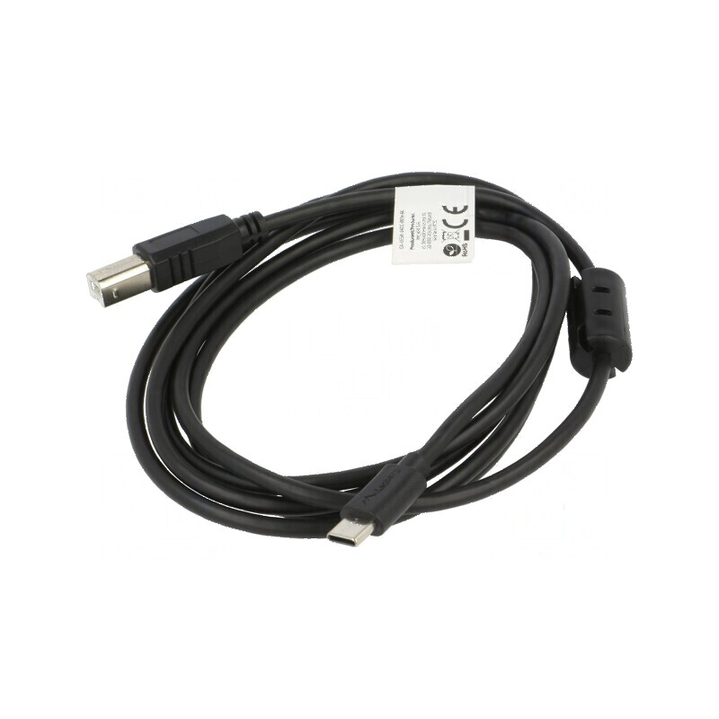 Cablu USB 2.0 USB B la USB C aurit 1,8m negru | Electronic-mag.ro | Componente Electronice