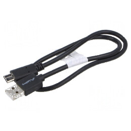 Cablu USB 2.0 A la C 0,5m nichelat negru PVC | Electronic-mag.ro | Componente Electronice