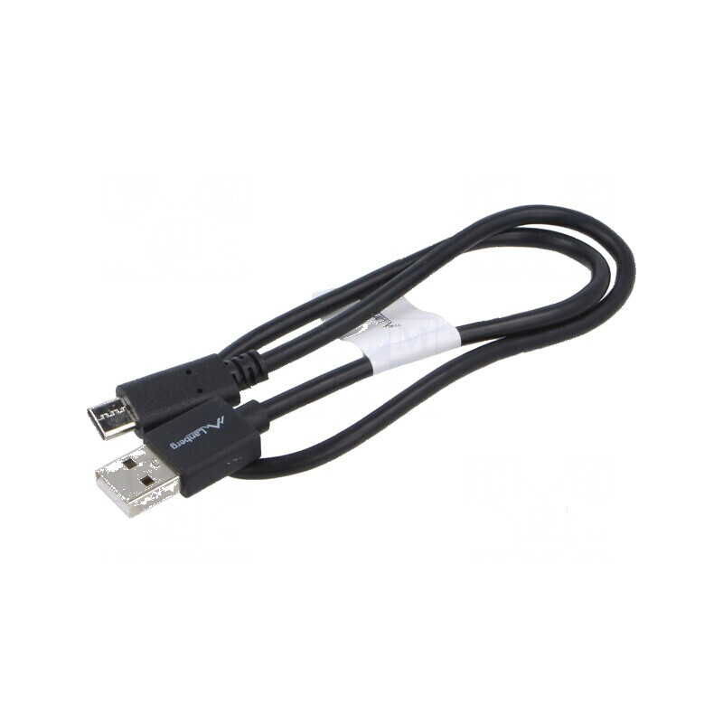 Cablu USB 2.0 A la C 0,5m nichelat negru PVC | Electronic-mag.ro | Componente Electronice