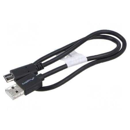 Cablu USB 2.0 A la C 0,5m nichelat negru PVC | Electronic-mag.ro | Componente Electronice