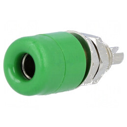 Conector banană 4mm soclu 32A 60VDC verde nichelat 23mm | Electronic-mag.ro | Componente Electronice