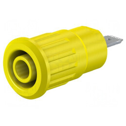 Conector banană 4mm soclu 24A 1kV galben alamă | Electronic-mag.ro | Componente Electronice
