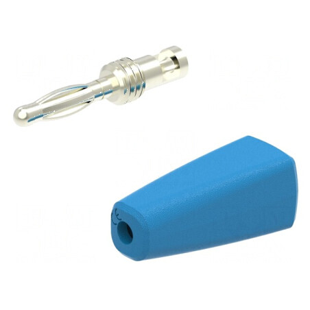 Conector banană 2mm 10A 30VAC 60VDC albastru nichelat | Electronic-mag.ro | Componente Electronice